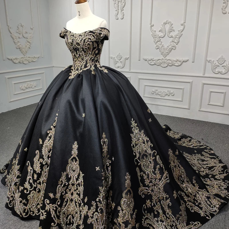 Quinceanera Dresses Ball Gown Flower Vestidos De 15 Años Black Sweetheart Appliques Evening Party Dress 2022 DY9871 Bar Mitzvah