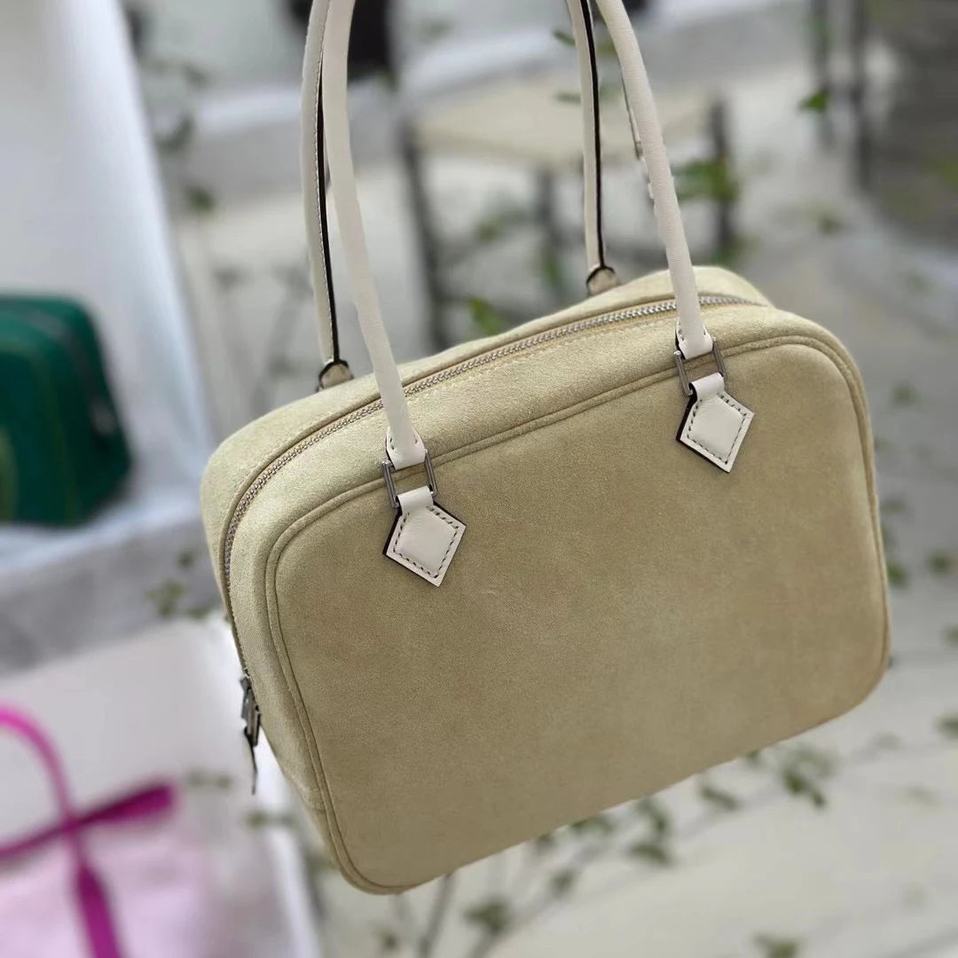 Genuine Leather Small Square Bag 20cm Fashionable And Versatile Handbag For Women's One Shoulder Underarm Bag Feather New