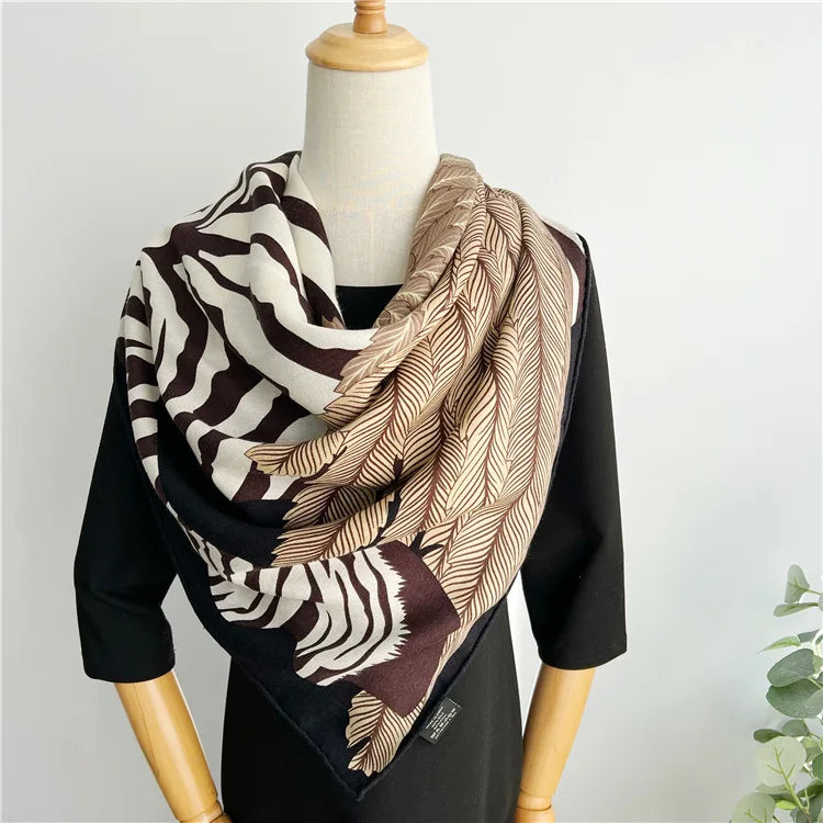 Luxury Wool Silk Scarf Designer 140 Brand Silk Wool Scarfs 140 Hand Rolled Wool Wrap Wool Scarf Winter Woman Cape