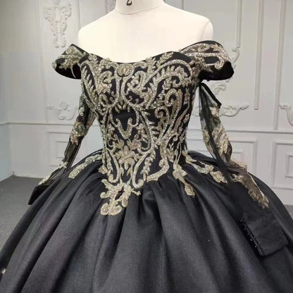 Vestidos de quinceañera, vestidos de baile, vestidos de flores, vestidos de 15 años, vestidos de fiesta de noche con apliques de corazón negros 2022 DY9871 Bar Mitzvah