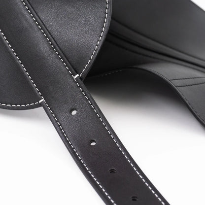 Top-stitched waist seal leather women's wide waistband black pin buckle fashion soft leather dress decorative belt