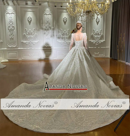 Robe de mariée de luxe en dentelle champagne Amanda Novias NS4762 Commande personnalisée