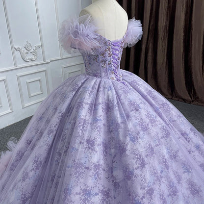 Robes De Quinceañera exquises robe De bal robes De 15 ans violet dentelle paillettes DY6545 robes De soirée Bar Mitzvah