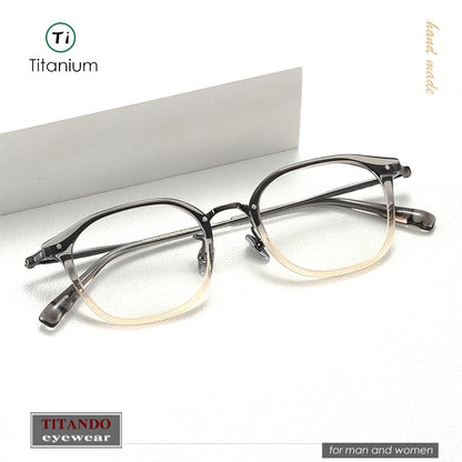 Japanese Style Titanium and Acetate  Combination Frame for Men and Women Gradient color eyeglasses Eyevan Same Design FOSTER