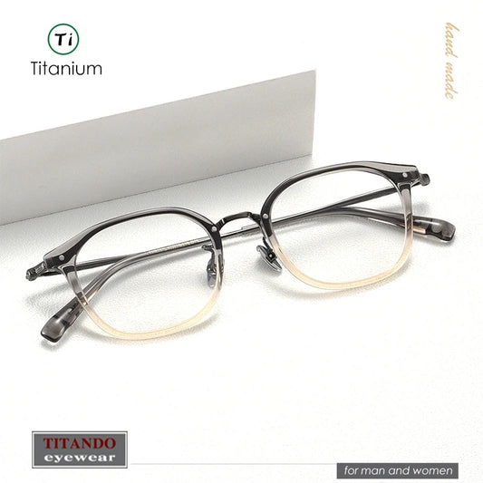 Montura combinada de titanio y acetato de estilo japonés para hombres y mujeres Gafas de color degradado Eyevan Same Design FOSTER