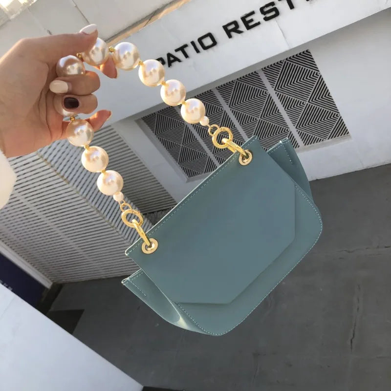 New Exquisite Pearl Beading Handbag Advanced Sence All-match Spring Summer Commuter Mini Bolsas Korean Simple Pack for Women