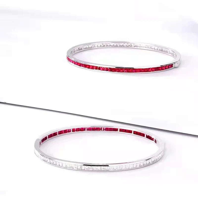 Bracelets en or 18 carats avec rubis de 1,95 carat et diamant naturel de 1,56 carat pour femmes, cadeau de mariage, bijoux fins en or K