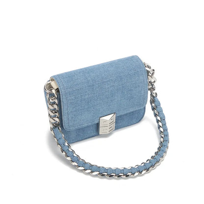 Retro Denim Small Square Bag Summer Fashion Chain Handbags for Women 2023 Designer Luxury Messenger Bag Shoulder Underarm Bag