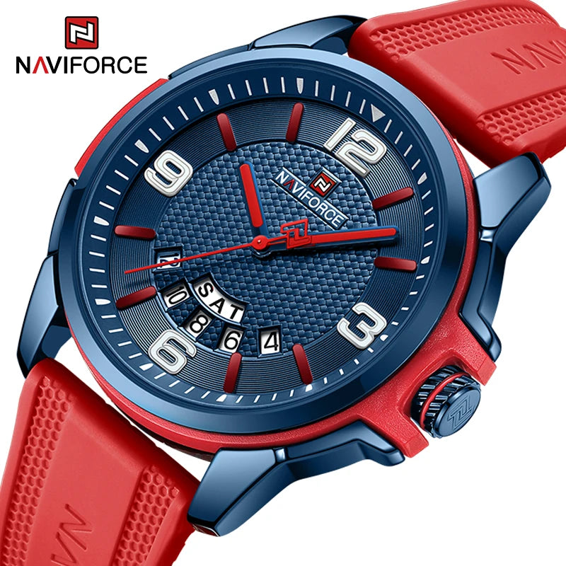 NAVIFORCE 9215T Montre Homme Top Marque Mode Sport Quartz Montres-Bracelets Numériques Silicone Décontracté Étanche Affaires Homme Horloge