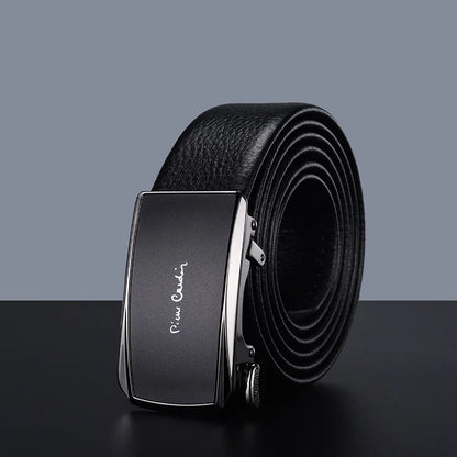 Pierre Cardin Men's Commerce Fashion Genuine Leather Belts Automatic buckle waistband for Men Black Belt