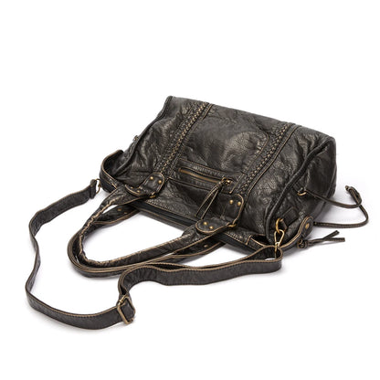 Bolso de mano Annmouler de gran capacidad para mujer, bolso de mano de piel sintética, bolso de hombro de piel lavada vintage, bolso de calidad para mujer