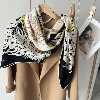 2024 Nouveau carré en soie laine cachemire soie écharpe polyvalent châle femme chaud foulard cadeau