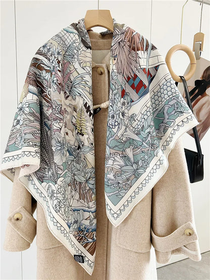 Double SIded Print Luxury Scarf Women Designers Pashmina Winter Accessories Scarves Poncho Women Brand Cashmere Rolled Edges