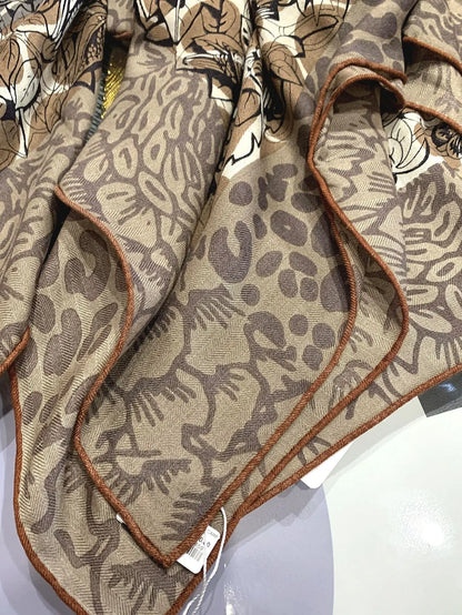 Bufanda de invierno con estampado de leopardo 135, chal grande de lujo de diseñador, pashmina, bufandas cálidas para mujer, estola con estampado animal