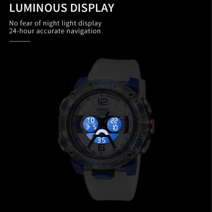 Relojes deportivos a prueba de agua SMAEL Reloj masculino Pantalla LED digital Reloj de cuarzo analógico Cronómetro de moda Reloj verde naranja 8058 Reloj para hombres