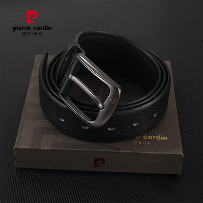 Pierre Cardin Men's Commerce Fashion Genuine Leather Belts needle buckle waistband for Men Black Belt