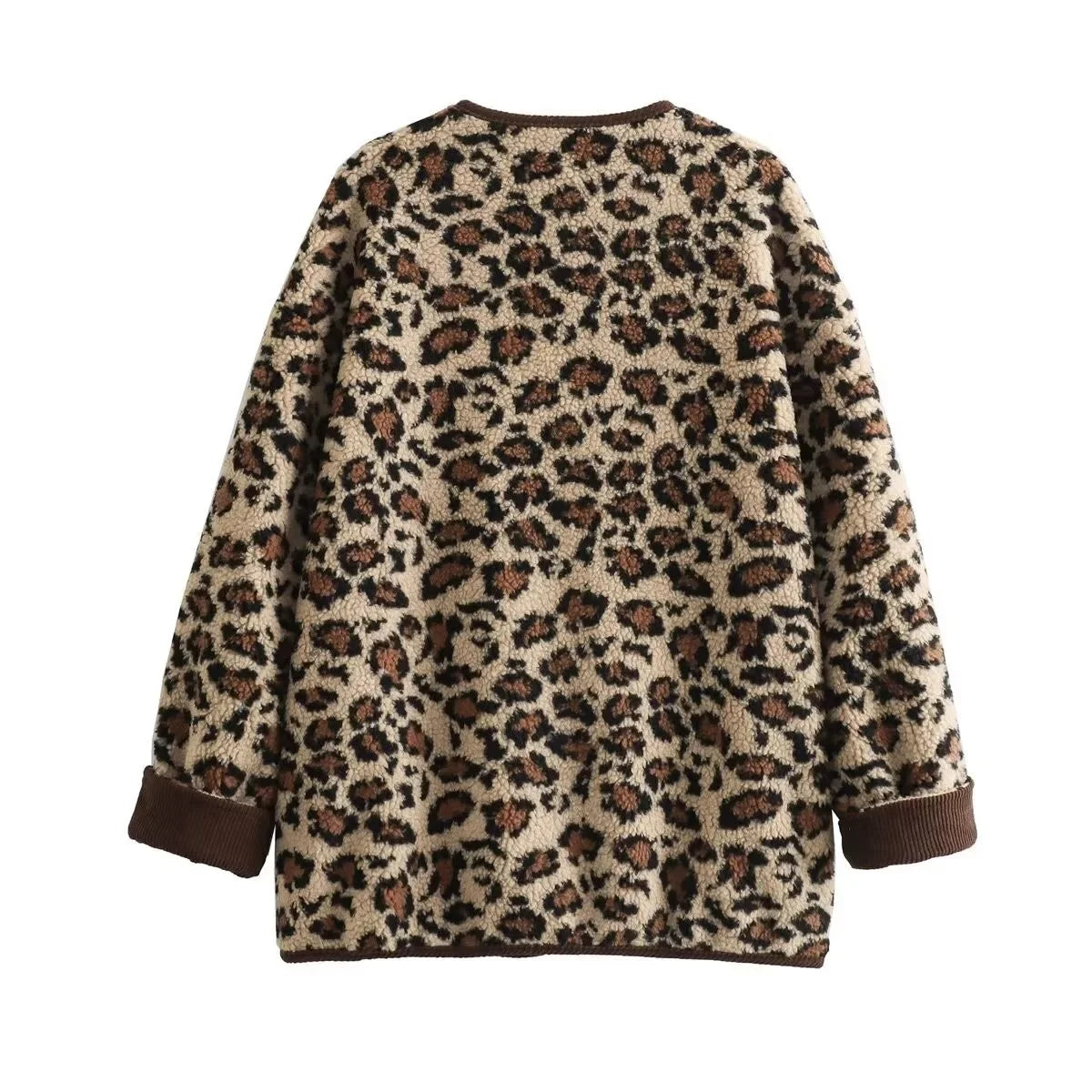 Oligai Autumn Leopard Jacket Coat Women 2024 New Arrivals O Neck Single Breasted Jacket Casual Female Coat