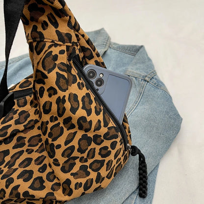 Leopard Print Crossbody Bags for Women Corduroy Casual Shoulder Tote Bags Ladies Sac A Main Femme Designer Luxury Handbags 2024