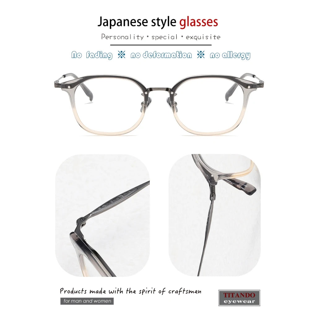 Montura combinada de titanio y acetato de estilo japonés para hombres y mujeres Gafas de color degradado Eyevan Same Design FOSTER