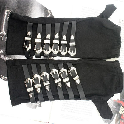 Handmade Punk Rock Roall Gloves Michael Tour Dirty Diana Armbraces Metal Buckle Black Cotton for Adults