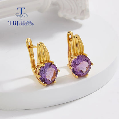 Light luxury retro natural amethyst ring earrings pendant necklace set women 925 sterling silver new fine jewelry