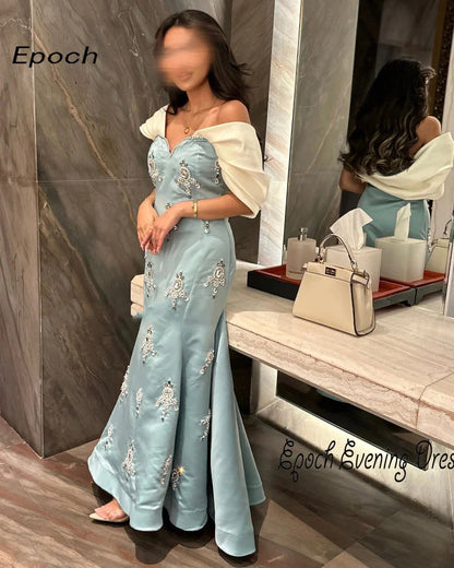 Epoch vestido de noche de lujo para mujer 2024 فساتين سهره سعوديه elegante vestido de cóctel Formal con hombros descubiertos y corte en A de cristal