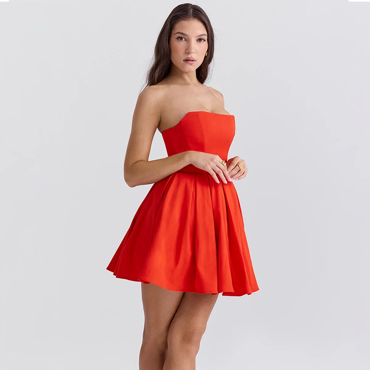 Oligai rojo sin tirantes ceñido al cuerpo vestidos de fiesta 2024 nuevo mini vestido de corsé sexy elegante vestido de fiesta informal acampanado