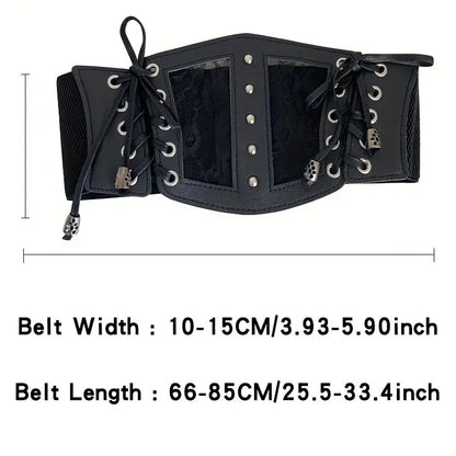 Ceinture élastique en dentelle avec boucle ardillon rétro pour femme, ceinture à nouer, large, multi-tailles, pour chemise, robe, corset