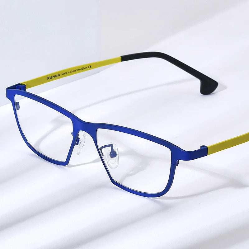 Gafas de titanio puro FONEX para hombre 2024, nuevas gafas poligonales retro para mujer, gafas de colores de moda F85824