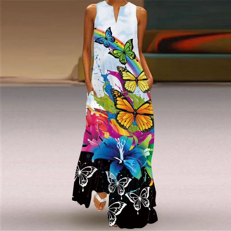 Summer Long Dress Women's Elegant Robe  Party Sleeveless  Casual Sundress Vintage  y2k Vestidos Para Mujer  S-5XL