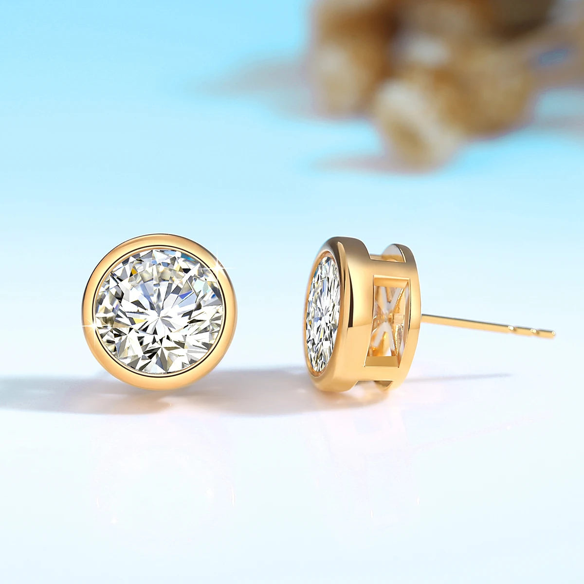 Szjinao Moissanite Earrings 18k Gold 100% Real With Certificate Luxury AU750 Jewelry For Women k Gold Earring Studs Trend Gifts