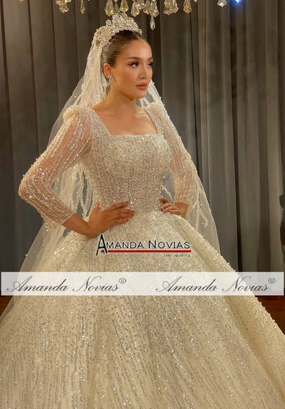 Amanda Novias Square Neckline Lace Wedding Dress NS4787