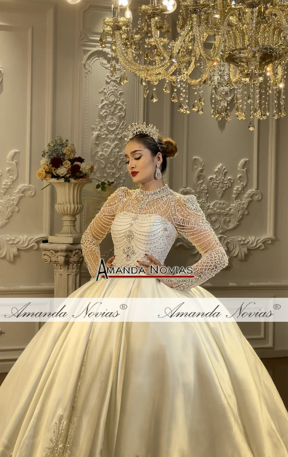 NS4711 Vestido de novia de lujo con cuentas de Amanda Novias