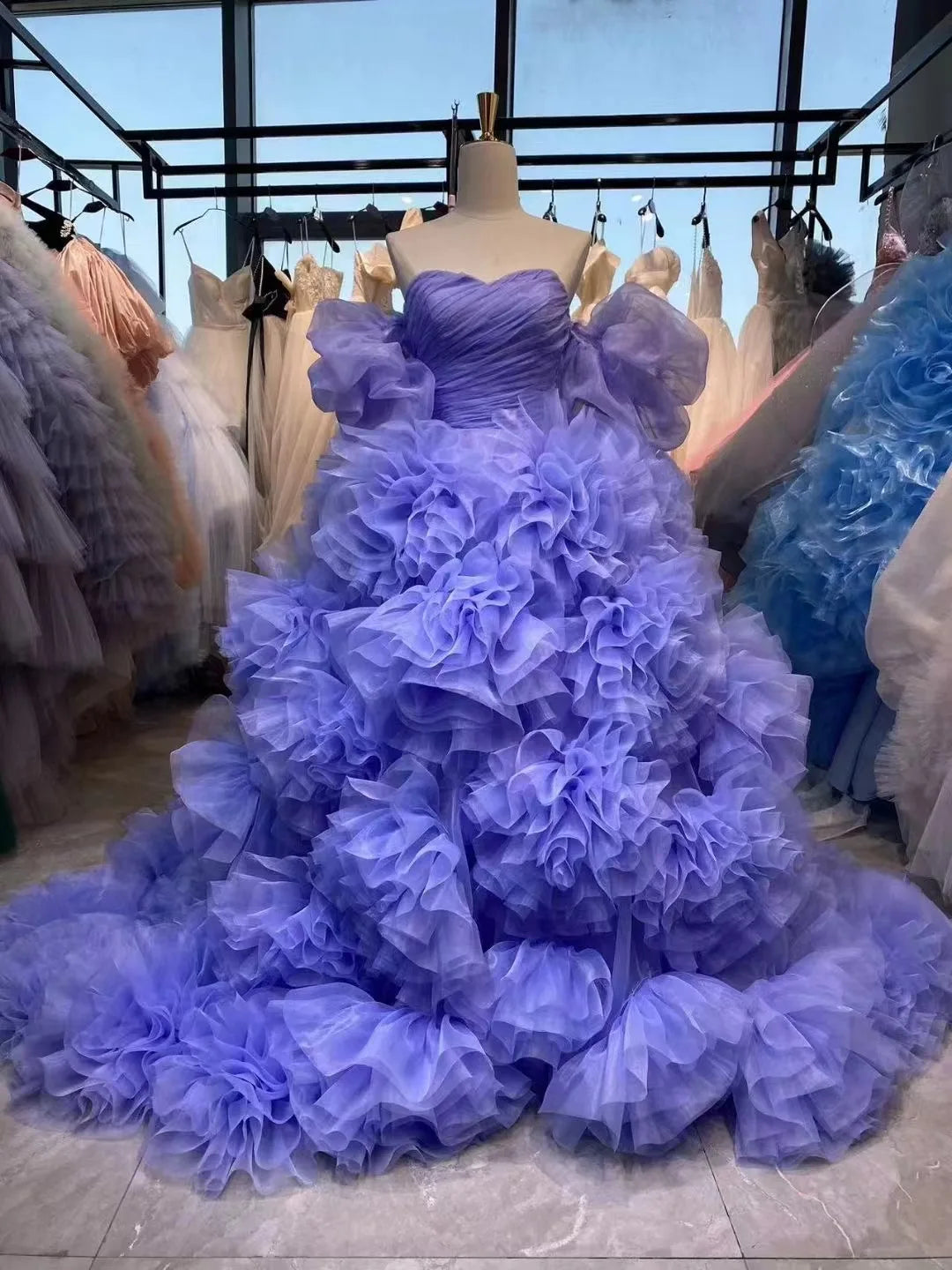 Vestido de flores de alta gama personalizado hecho a mano para la industria pesada, vestido de boda, cena, club, fiesta, vestido de novia