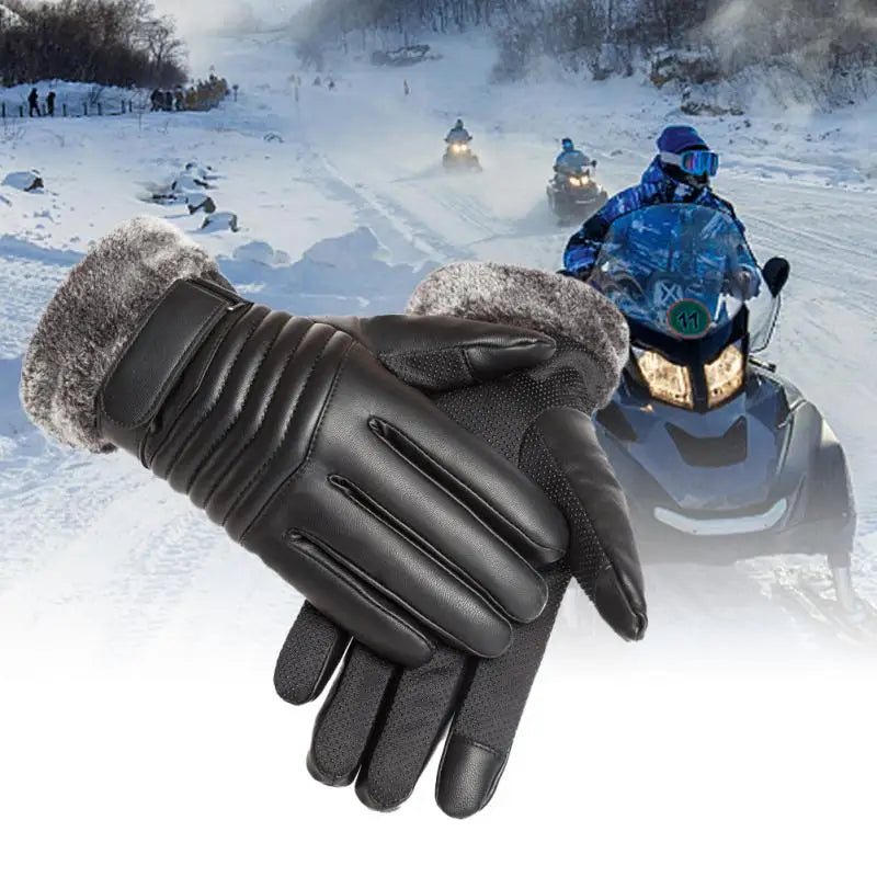 10/5/3/1pcs Leather Gloves Men's Autumn And Winter Plus Velvet Warm Touch Screen Outdoor Sports Riding Windproof Anti-cold Plus