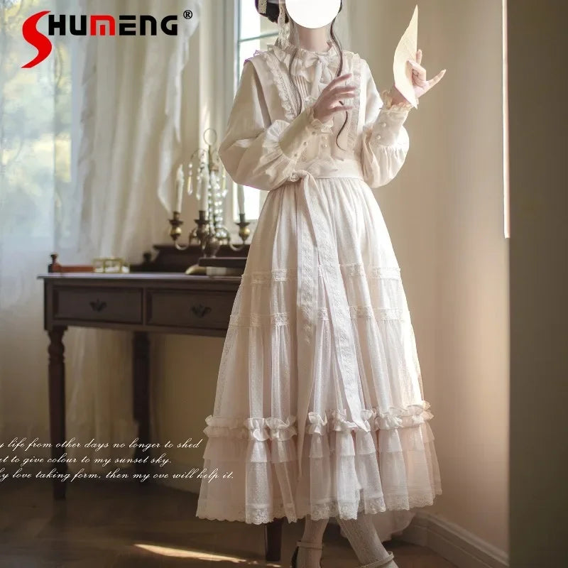 Women's Clothing Long Elegant Dot Yarn Vest Dress Cute Sweet Graceful Sleeveless Mid-calf Desses Lolita Style Vestidos Female