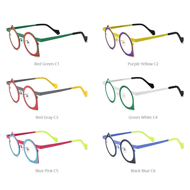 FONEX Pure Titanium Eyeglasses Frame Women Colorful Trendy Irregular Glasses Men 2024 Eyewear F85801