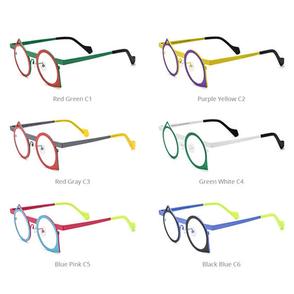 FONEX Pure Titanium Eyeglasses Frame Women Colorful Trendy Irregular Glasses Men 2024 Eyewear F85801