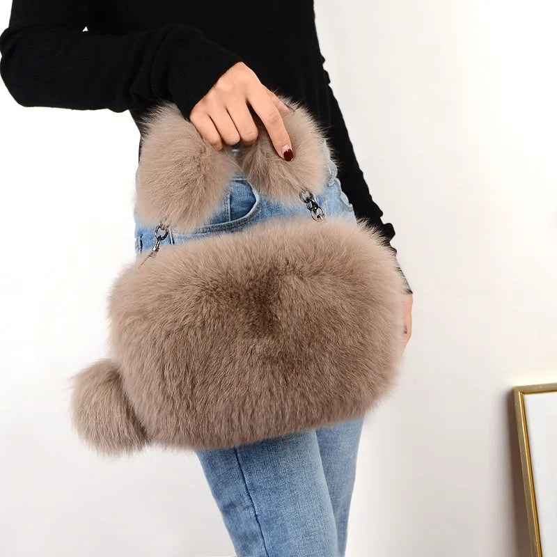 Bolsos de mano de felpa de moda para mujer, bolsos bandolera de gran capacidad, bolsos tipo mensajero para niñas, nuevos bolsos de hombro de piel auténtica para mujer