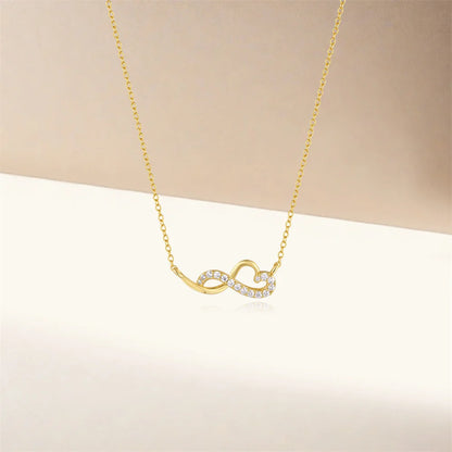 Collar con colgante de circonita con incrustaciones de infinito y corazón de plata esterlina 925 de Aide para mujer, cadena de oro de 18 quilates, joyería para el día de San Valentín para madres