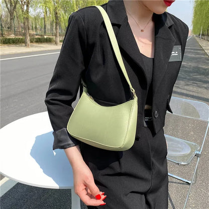 2024 nuevos bolsos de moda para mujer, bolso de hombro bajo el brazo de cuero PU de color sólido retro, bolsos casuales para mujer, bolso de diseñador