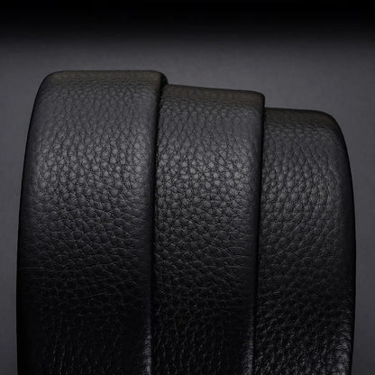 Ceintures en cuir véritable Pierre Cardin pour hommes Ceinture à boucle automatique pour hommes Ceinture noire