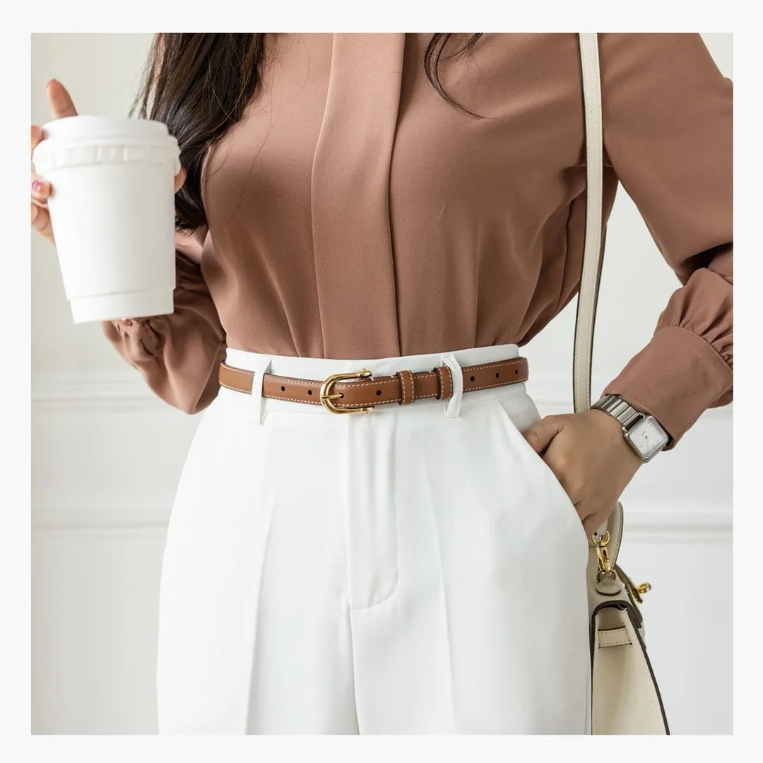 Ceinture en cuir de vache véritable pour femme 2024, nouvelle ceinture de créateur de mode pour femme, pantalon décontracté, ceinture de marque de luxe de haute qualité