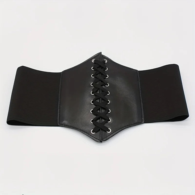 New Corset Punk Black Wide Belt Pu Leather Slimming Body Belts for Women Elastic High Waist Belt Female Cummerbunds