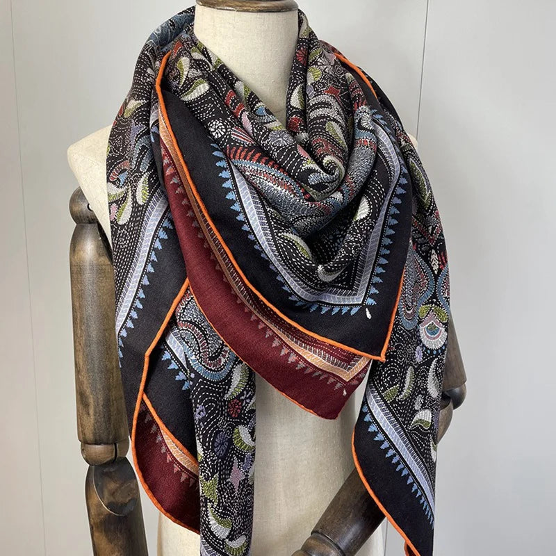 Double Sided Blanket Scarf Shawl Cape Women Wool Scarves Wraps Female Extra Large Square Winter Warm Foulard Echarpe 130*130cm