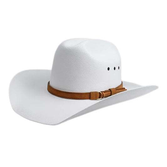 Retro Camel Leather Belt Men Women Yellowstone Beach American Western Cowboy Cowgirl Sun Hat Pinch Front Wide Brim 57-61cm