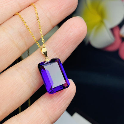 Amethyst Pendant With 18K Gold Buckle Jewelry