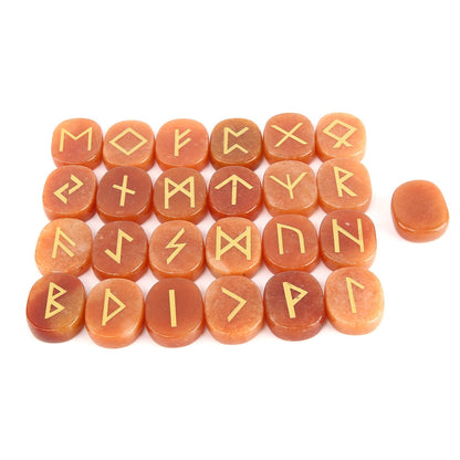 Nordic Germanic Runes Luenruini Letter Natural Crystal Oval Piece Rune 24 1 Set