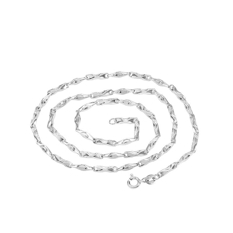 S925 Sterling Silver Necklace Ingot Chain White Gold Plated Choker