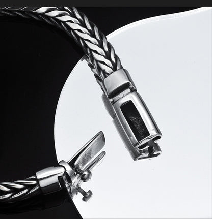 S925 Silver Handmade Woven Keel Bracelet For Men